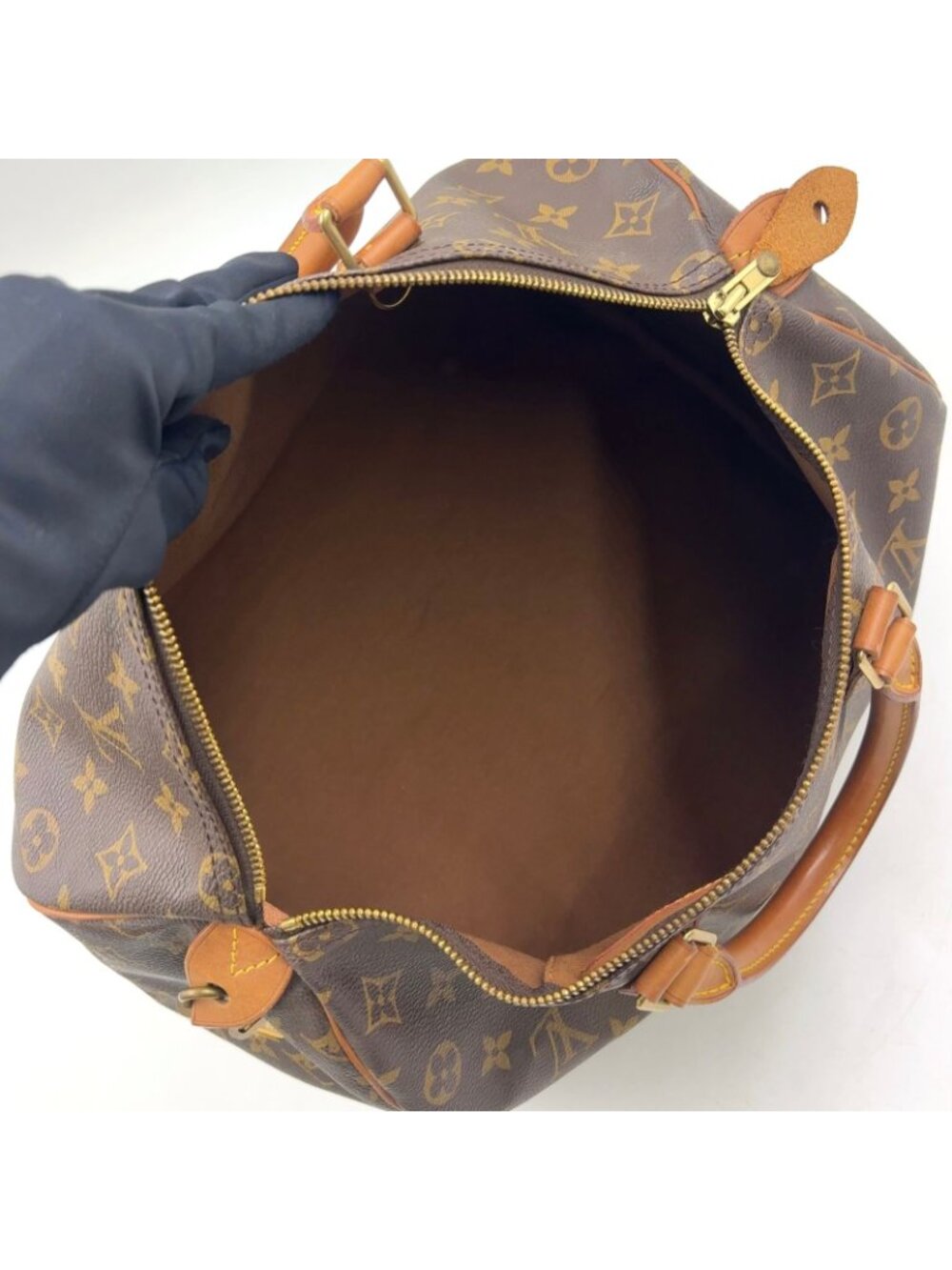 Louis Vuitton Speedy 35 Monogram Leather Brown Handbag Gold - Picture 3 of 15